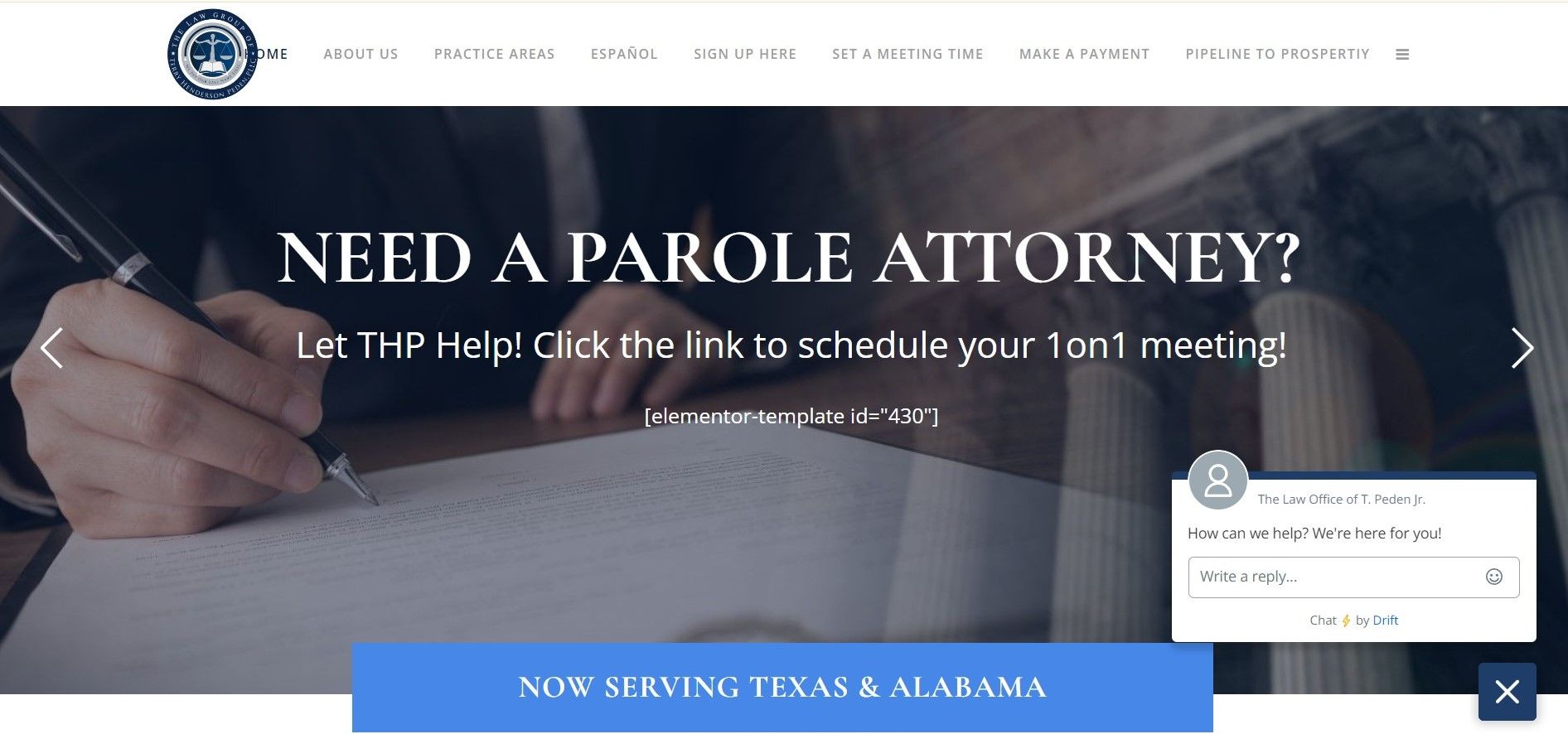 The Law Group of Terry Henderson Peden website